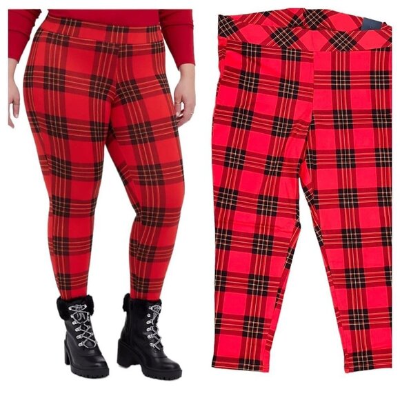 Torrid Legging Pants Red Plaid Full Length Plus Size 4X (26) Stretch New - Picture 5 of 12